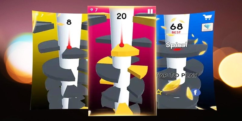 Juegos de rompecabezas como Helix Jump